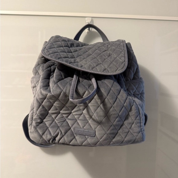 Vera Bradley Blue Gray Quilted Velvet Backpack - Picture 1 of 5